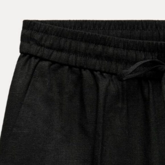 Zara Black Straight Leg Linen Pants sz s - Picture 5 of 6